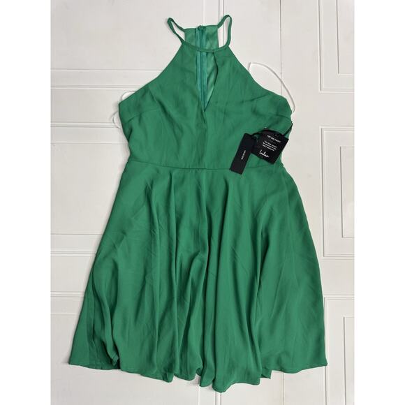 Lulus Dresses & Skirts - Lulu’s NWT Glamorous Grace Green Skater Mini Dress Halter Size Large